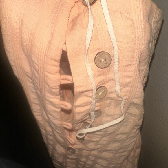 NWT Free People Devon Jumpsuit Size Small Peach Seersucker Stripe - Picture 4 of 8